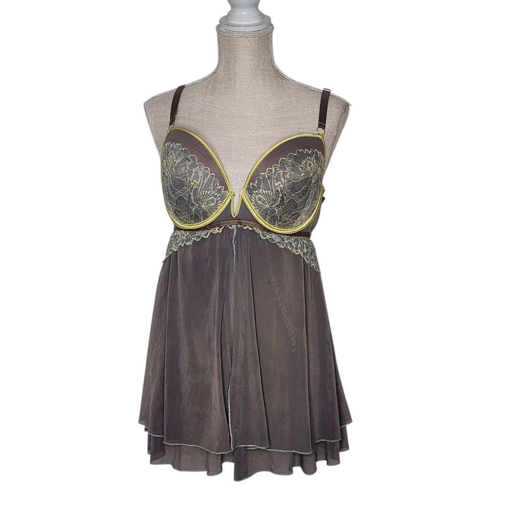 5/$15 Auden Sheer Lace Babydoll Push-Up Nighty Lingerie Slip Dress